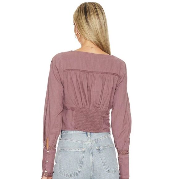 NWT Free People Joi Blouse Roan Rouge Size XS – Boho Peasant Top - Picture 2 of 5